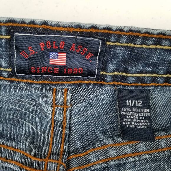 US Polo Assn Blue Jeans Unique Boot Flare High Rise Excellent Size 11 12 - Picture 2 of 7